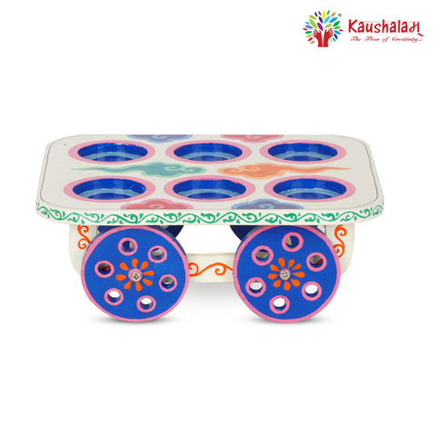 "White Lotus"  Hand painted Tea set with Cart