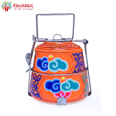 Hand Painted 2 Tier Lunch Box - Spiritual Clouds