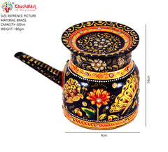 Hand Painted Copper Pitcher Small : Mughal Floral with Crystals