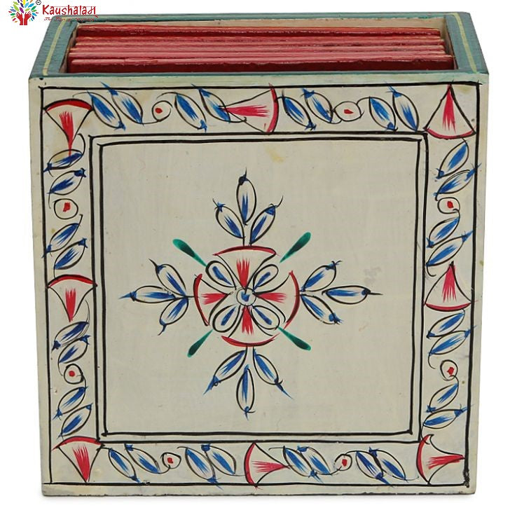 Hand Painted Coasters - White, Mughal Art