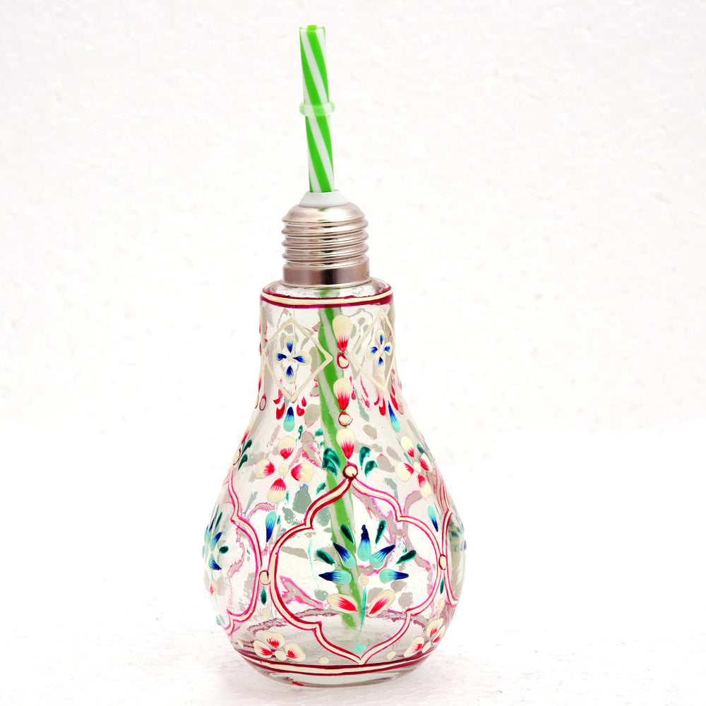 Hand Painted Sipper - Bulb Glass Sipper- "Moon Light" Chandni