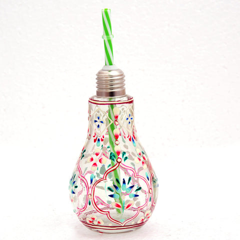 Hand Painted Sipper - Bulb Glass Sipper- "Moon Light" Chandni