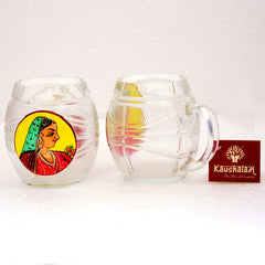 Hand Painted Beer Mugs set of 2: King & Queen Yellow