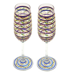 Hand Painted Ocean Madison Flute Champagne, 210ml, Set Of 2,Perfect couple gift, Bar lovers Collectible