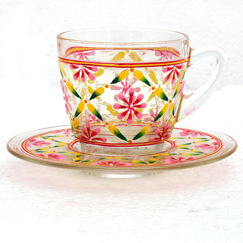 Hand Painted Cup & Saucers set of 6: Sunshine