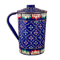 Hand Painted water jug- Royal Blue, Stainless steel pitcher/ Juice pitcher
