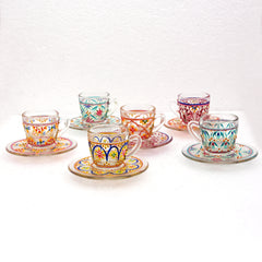 Hand Painted Cup & Saucer set of 6