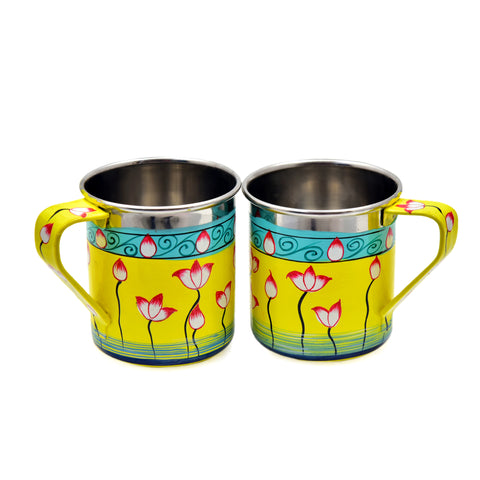 Hand Painted Tea Cup Set 6 : Pichawi Art Yellow