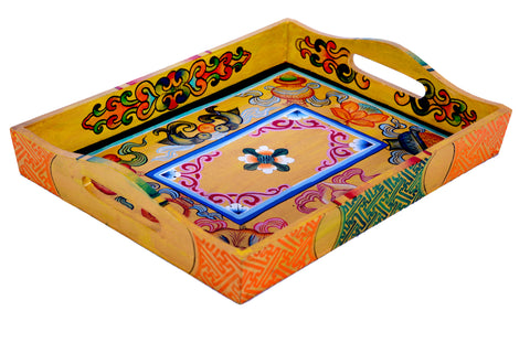 Hand Painted serving tray in mdf : Ladakhi art work