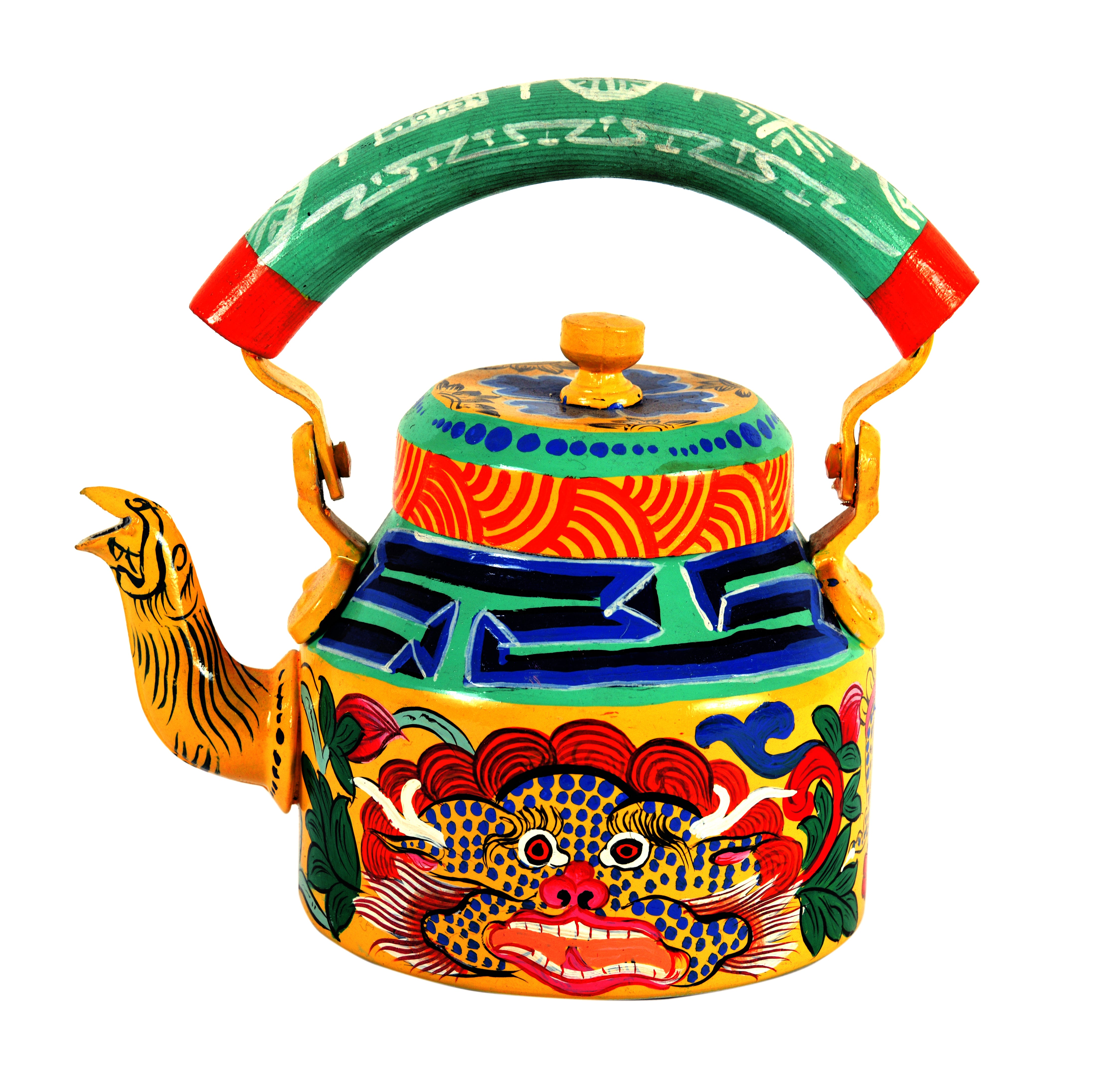 Tea Pot With 2 Steel Tea Cups :  The Dragon Tea Set For Two