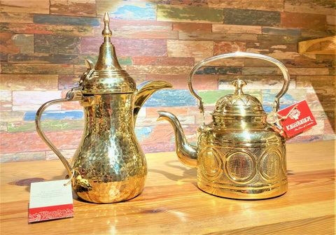Arabic Dallah Brass Coffee pot & Tea Kettle set- Pure Brass