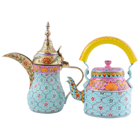 Arabic Dallah Brass Coffee pot & Tea Kettle set- "HABIBI"