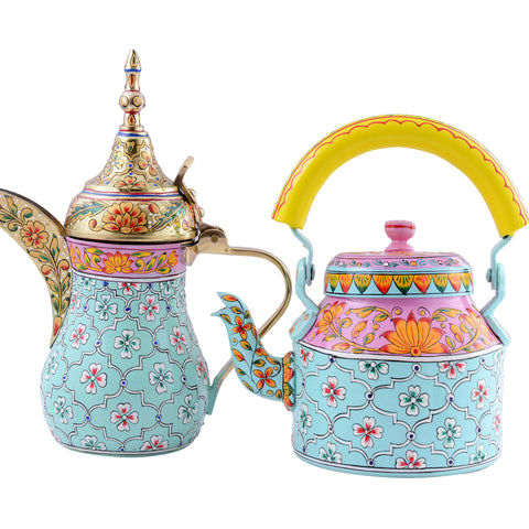 Arabic Dallah Brass Coffee pot & Tea Kettle set- "HABIBI"