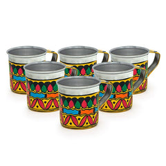 Kaushalam Hand painted tea set with tray and 6 cups: Festive Gift, Gift for Her, A prefect gift combo, Housewarming gift