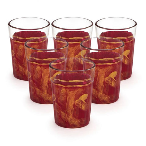 Hand Painted Tea Glass set of 6- Red Antiqua