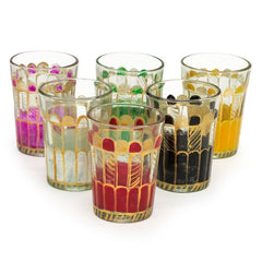 Hand Painted Tea Glass set of 6-Rainbow