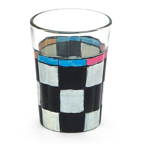 Hand Painted Tea Glass set of 6- Checkers