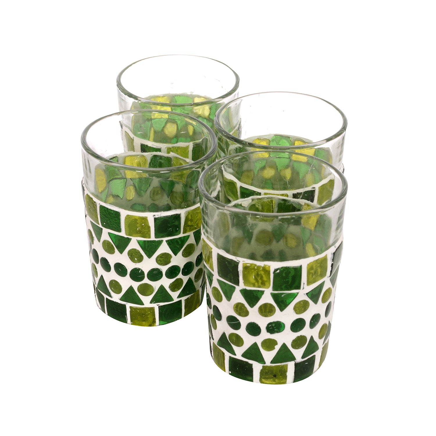 MOSAIC TEA GLASS SET OF 4: GREEN