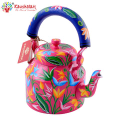 Hand Painted Tea Kettle : Floral Pink