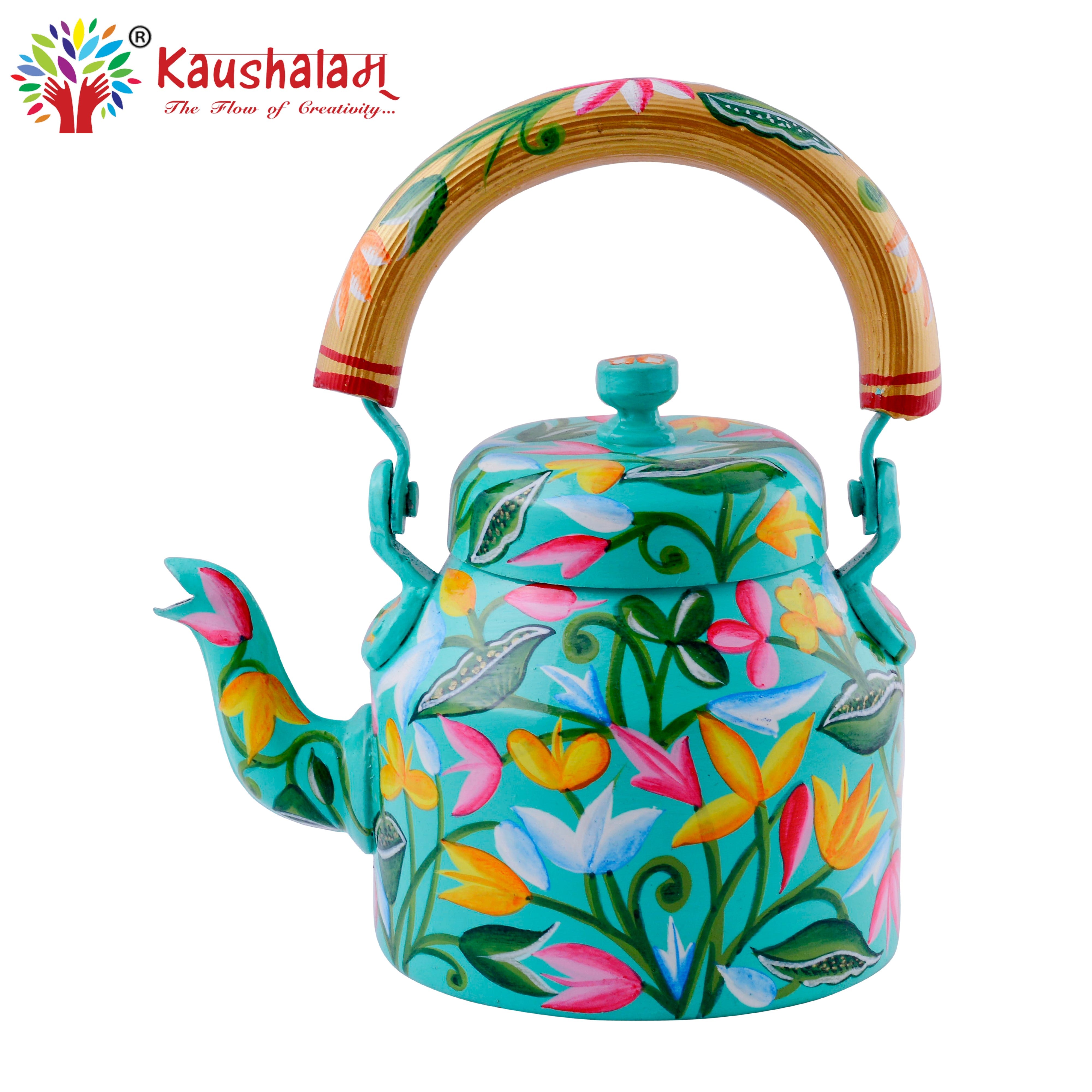 Hand Painted Tea Kettle :  Floral Pichwai
