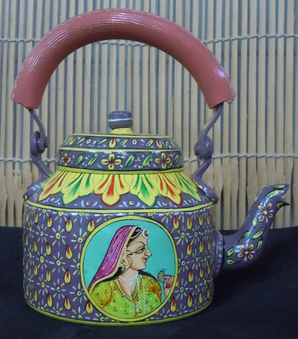 Kaushalam Tea Kettle with six glasses and stand: King & Queen II