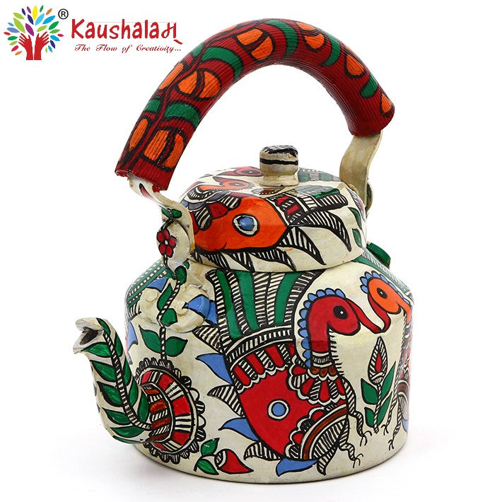 Hand Painted Kettle : Peacock couple
