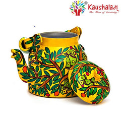 Hand Painted Kettle : Parrots on th etree