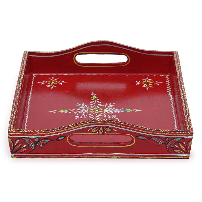 HAND PAINTED TRAY: RED