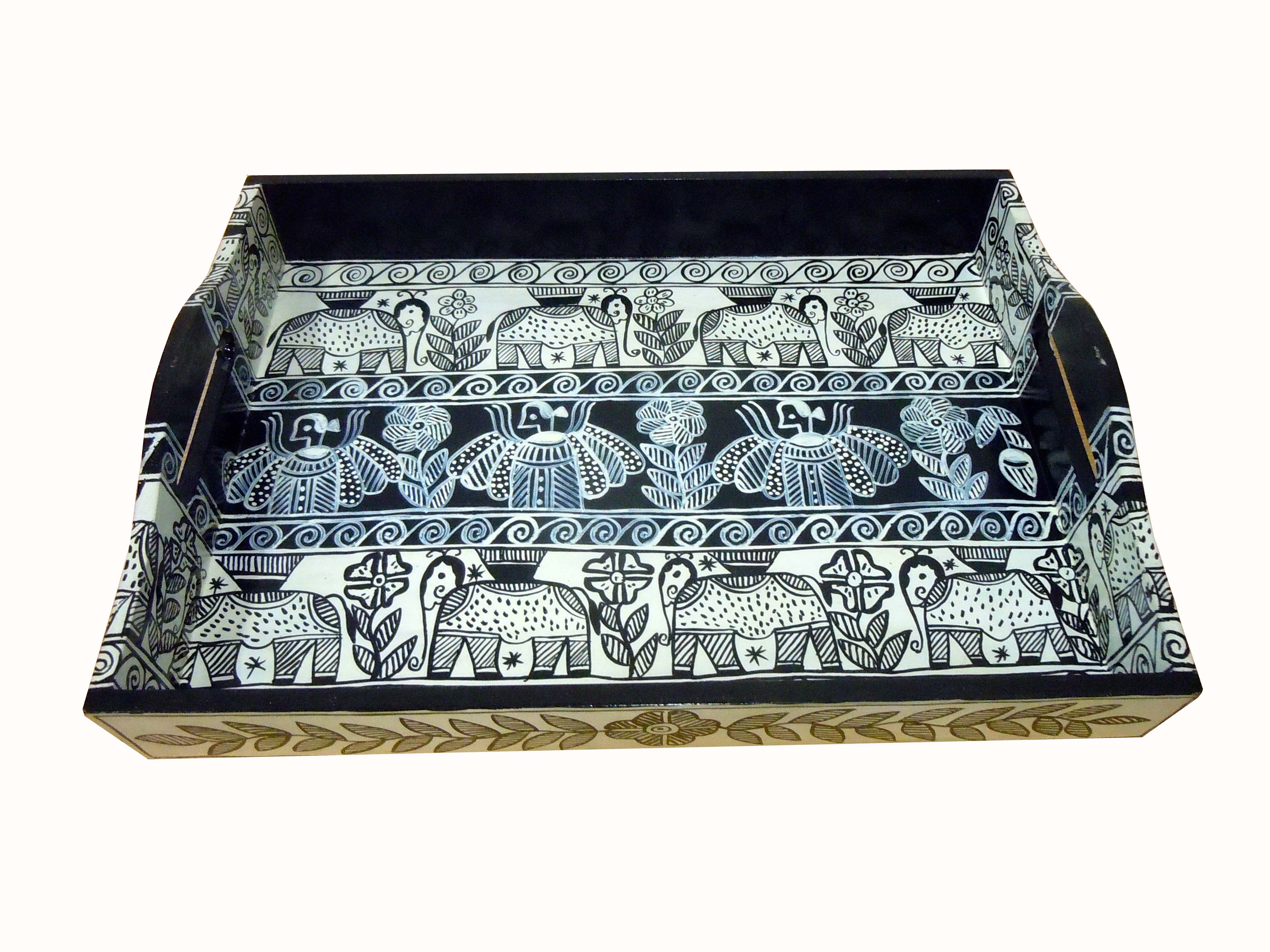 Hand Painted Tray : Madhubani Painting Tray