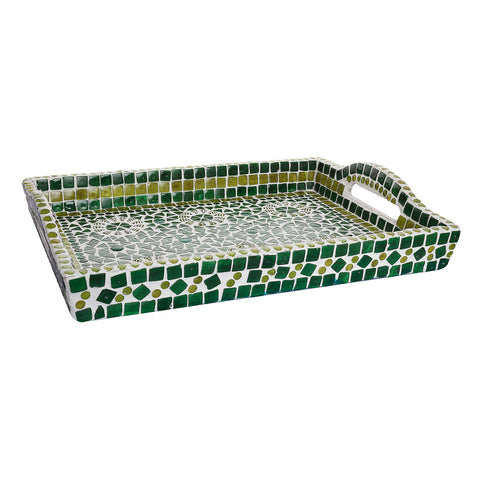 Kaushalam Mosaic Large Tray: Green