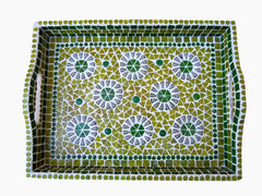 Kaushalam Mosaic art serving tray: Green