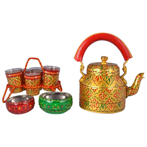 Kaushalam Hand Painted Tea Set - Golden Glow