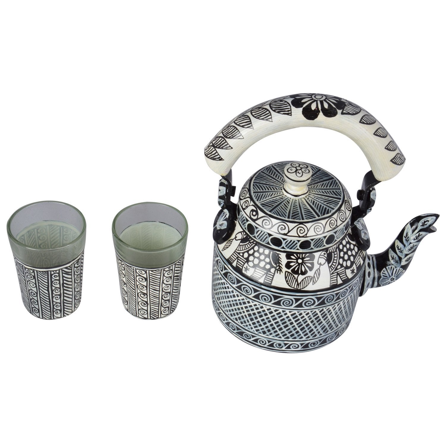 Tea kettle With Two Tea Glasses :  Tango Tea Set Black & White
