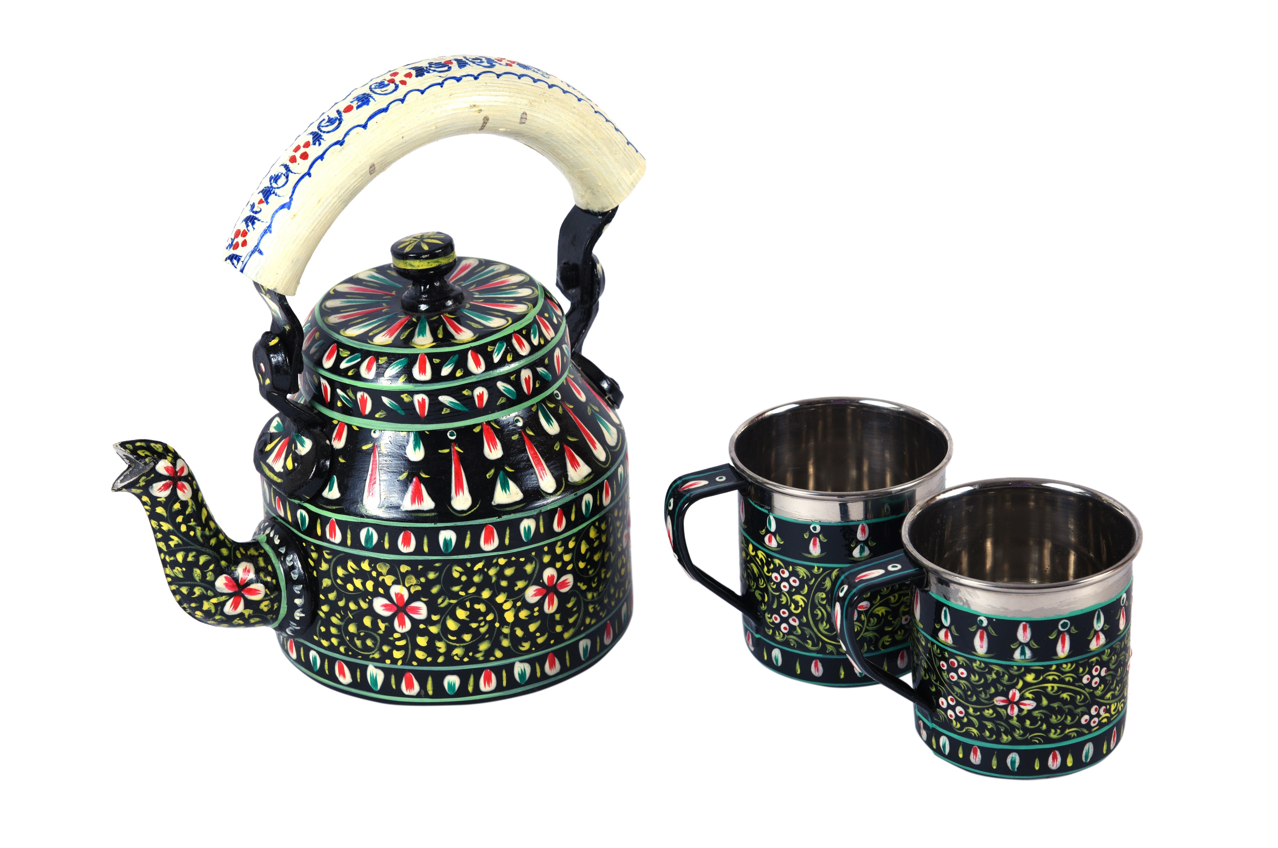 Tea kettle and 2 cups :  Black