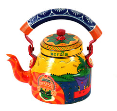 Tea kettle and 2 Tea Cups :  Tea Set For Two People Kerala Mural Art