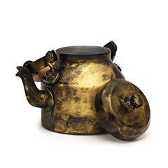 Kaushalam Tea Kettle with six glasses and stand: Antiqua Dark Gold