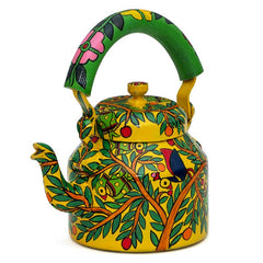 Kaushalam Tea Kettle with six glasses and stand: Parrots on tree