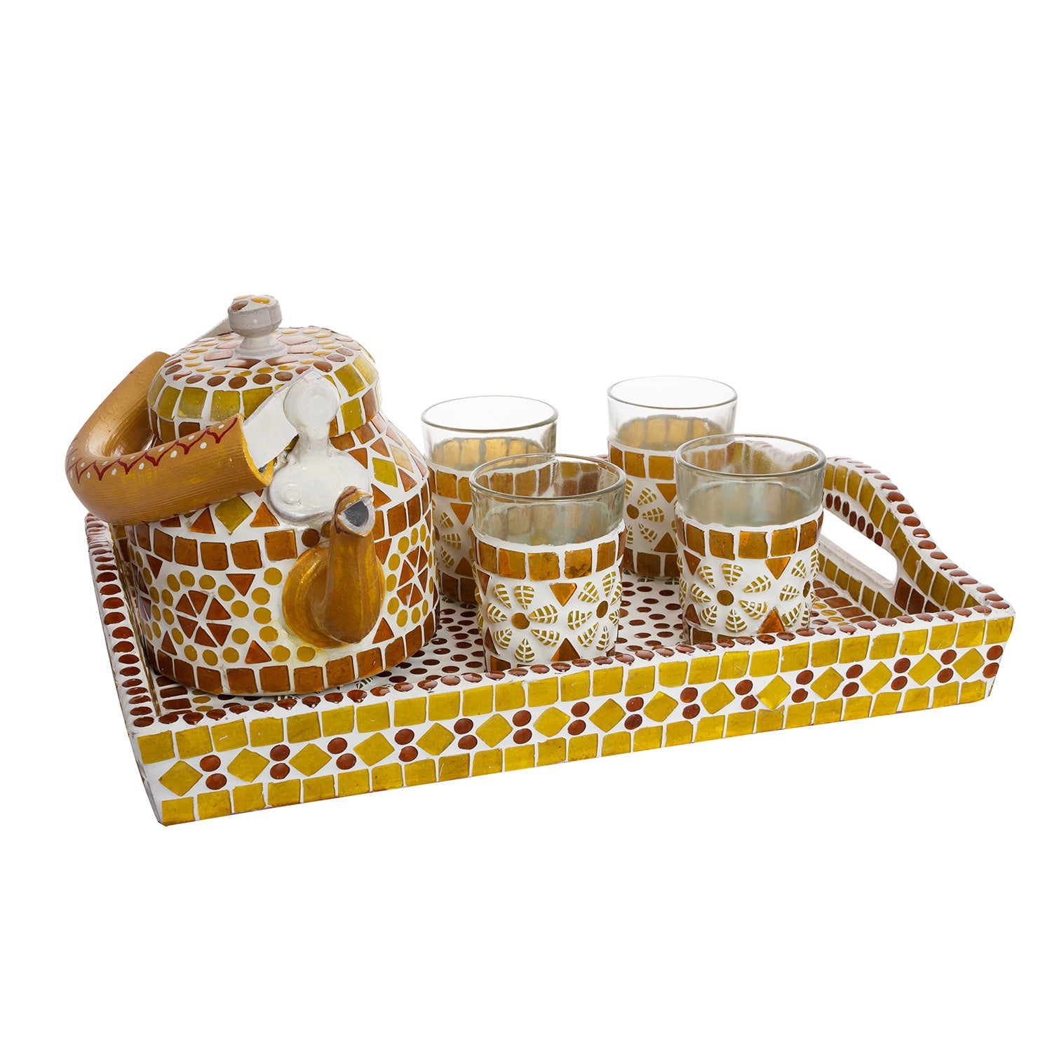 Kaushalam Mosaic Tea Set: Amber Yellow