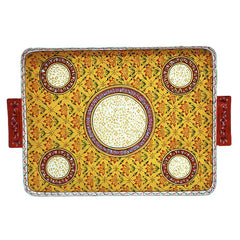 Hand Painted Metal Serving Tray : Royal Tray Yellow