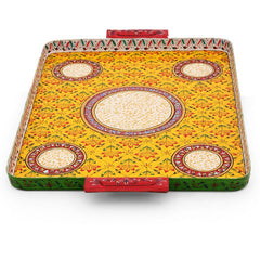 Hand Painted Metal Serving Tray : Royal Tray Yellow