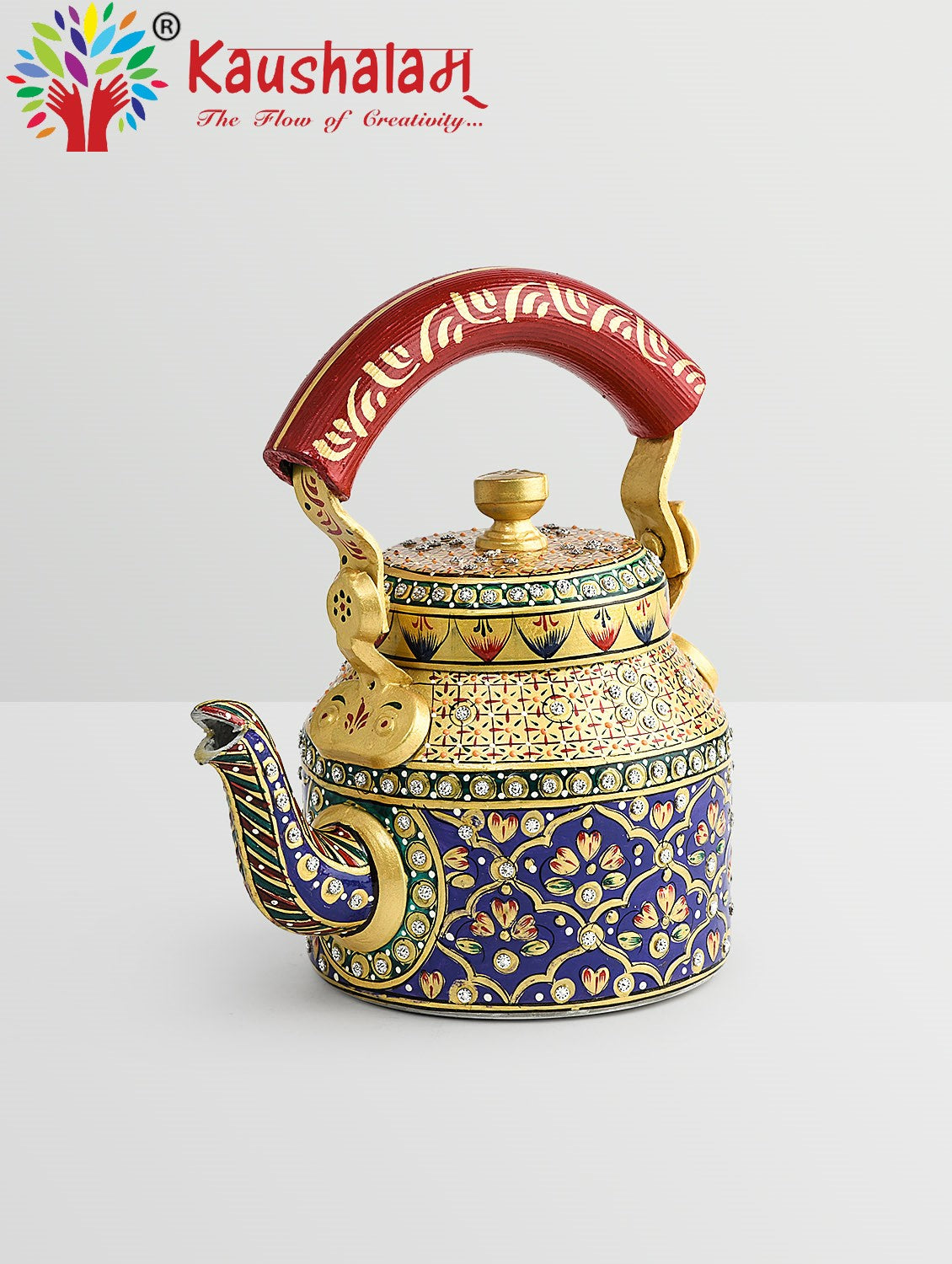 Traditional Indian Hand Painted Tea Kettle - Celestial
